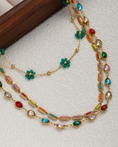 Rainbow Beads Stainless Steel Layered Necklaceの別ビュー