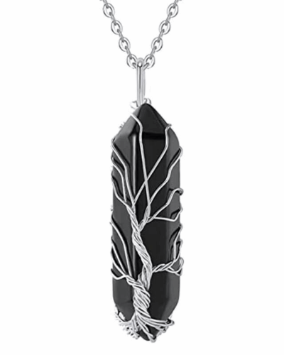 Tree of Life Wrapped Hexagonal Crystal Necklace Wholesale
