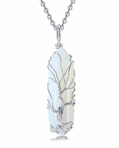 Tree of Life Wrapped Hexagonal Crystal Necklace Wholesale