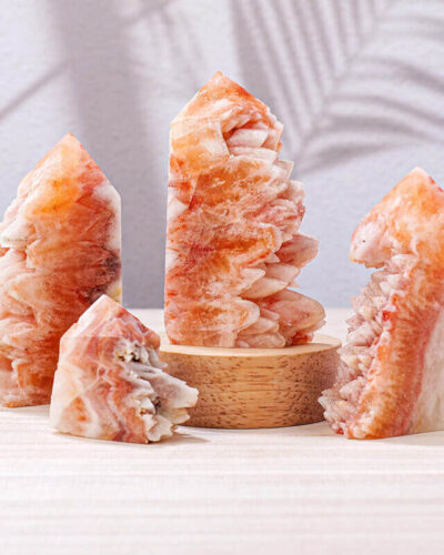 Orange Calcite Geodes Cluster Tower Obelisk Bulk