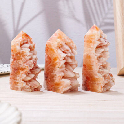 Orange Calcite Geodes Cluster Tower Obelisk Bulk