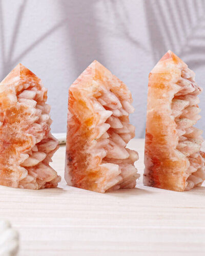 Orange Calcite Geodes Cluster Tower Obelisk Bulk