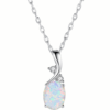Oval Synthetic Opal Pendant Necklace Alloy Chain for Her