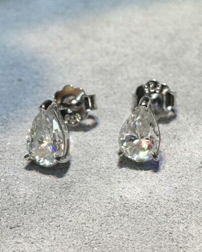 Pear Cut Moissanite Earring with 925 Sterling Silver