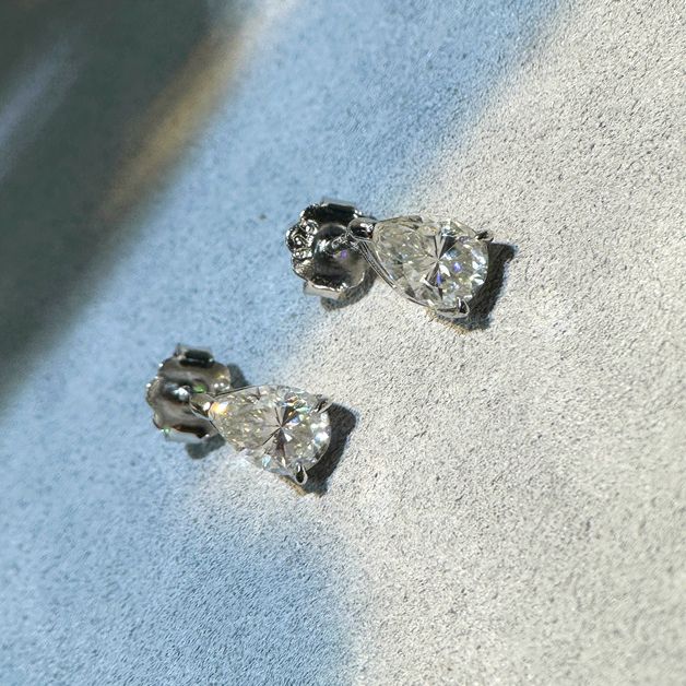 Pear Cut Moissanite Earring with 925 Sterling Silver - Görüntü 5