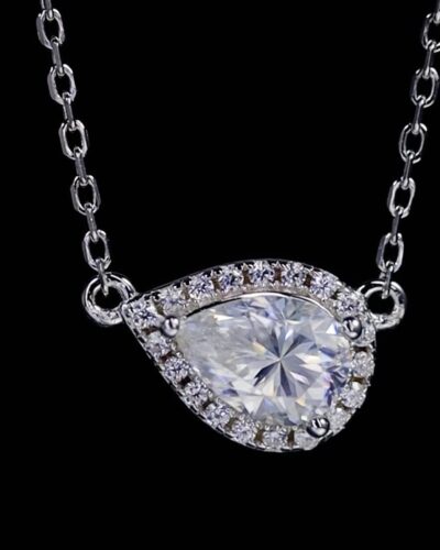 Pear Cut Moissanite Necklace with 925 Sterling Silver