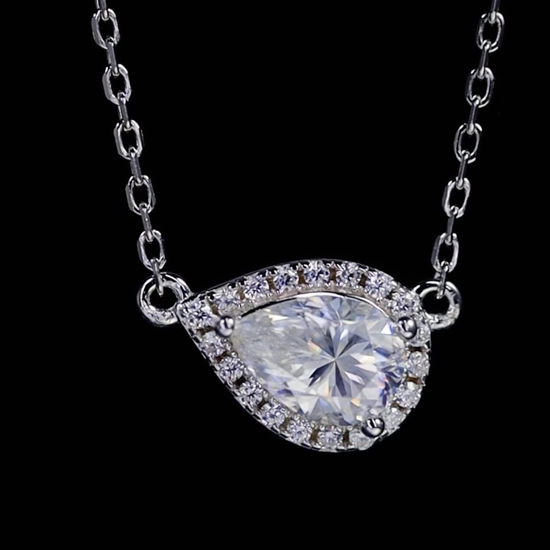 Pear Cut Moissanite Necklace with 925 Sterling Silver