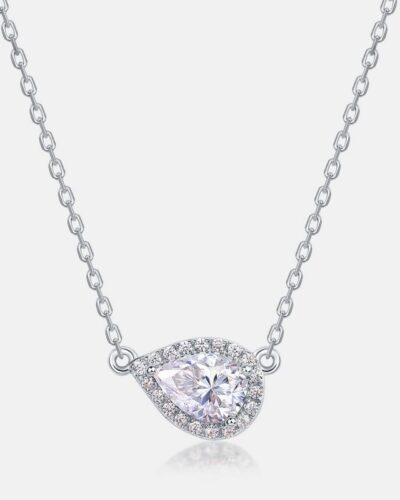 Pear Cut Moissanite Necklace with 925 Sterling Silver