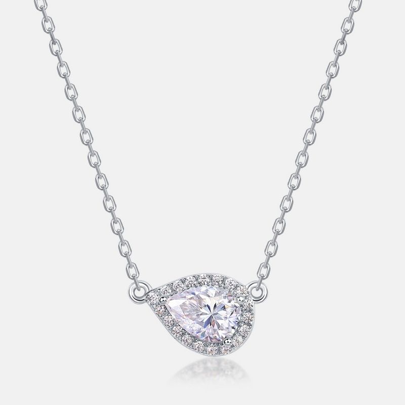 Pear Cut Moissanite Necklace with 925 Sterling Silver