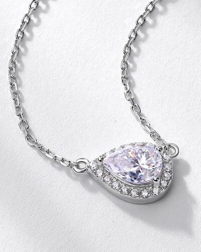 Pear Cut Moissanite Necklace with 925 Sterling Silver