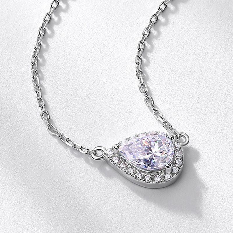 Pear Cut Moissanite Necklace with 925 Sterling Silver