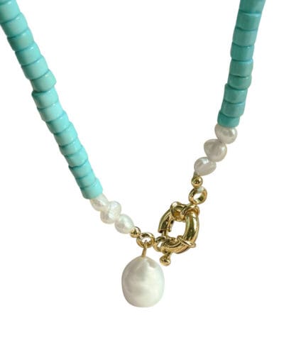 Pearl Necklace for Women with Turquoise Stone 3