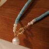 Pearl Necklace for Women with Turquoise Stone