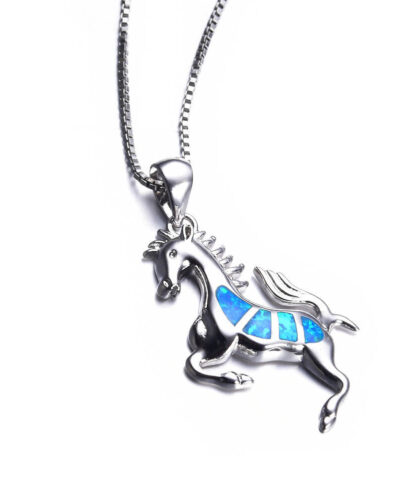 Vista alternativa dell'Personalized 925 Sterling Silver Horse Necklace with Opal