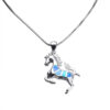Personalized 925 Sterling Silver Horse Necklace with Opal