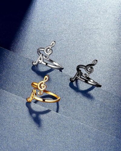 Vaihtoehtoinen näkymä Personalized Music Note Ring Sterling Silver 925:stä