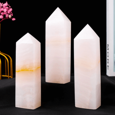 Pink Mangano Calcite Tower Obelisk Point Bulk