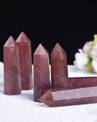 Pink Strawberry Quartz Tower for Home Decor Wholesale
