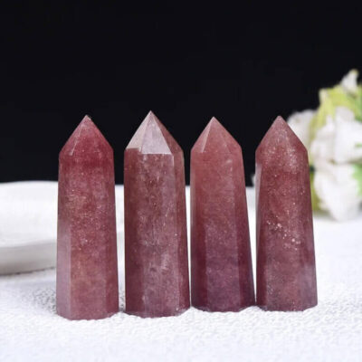Pink Strawberry Quartz Tower for Home Decor Wholesale