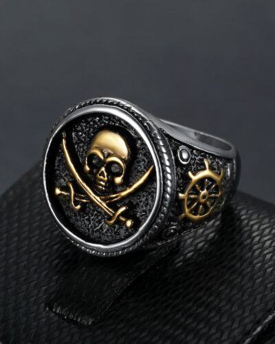 Pirates Skull Signet Stainless Steel Men's Ringの別ビュー