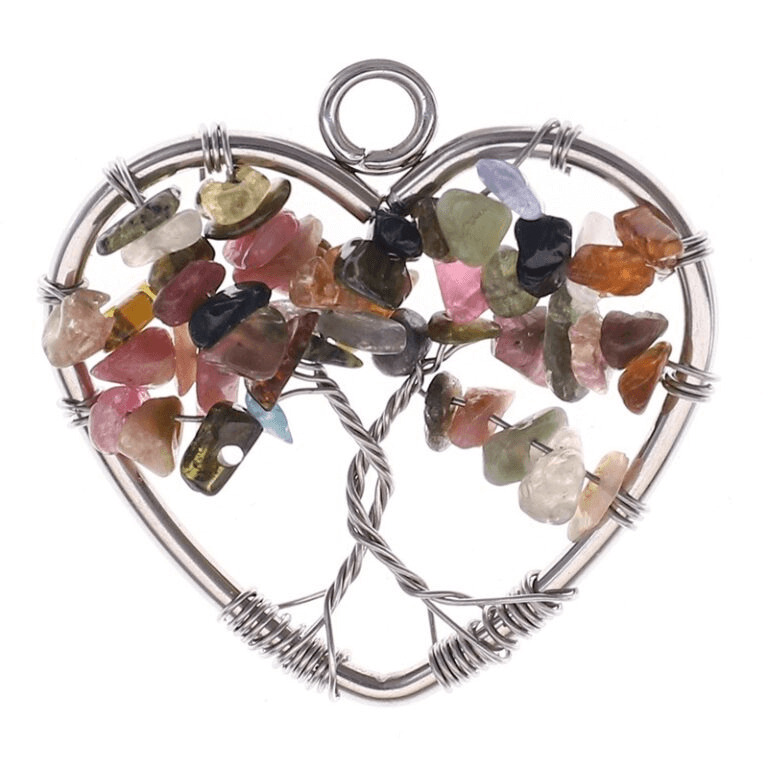 Tree of Life Heart Crystal Chip Stone Pendants Wholesale