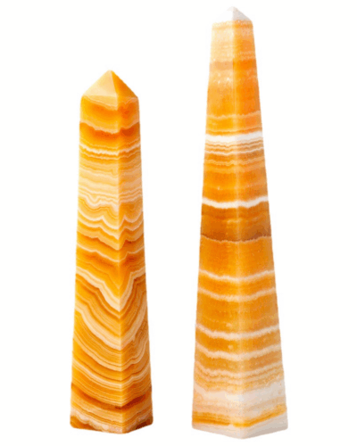 Pointed 4-Faceted Crystal Wand Yellow Calcite Tower