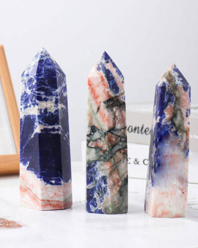Large Pointed Natural Gemstone Blue Sodalite Tower