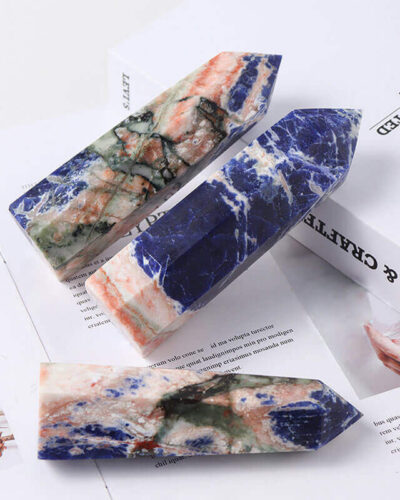 Large Pointed Natural Gemstone Blue Sodalite Tower