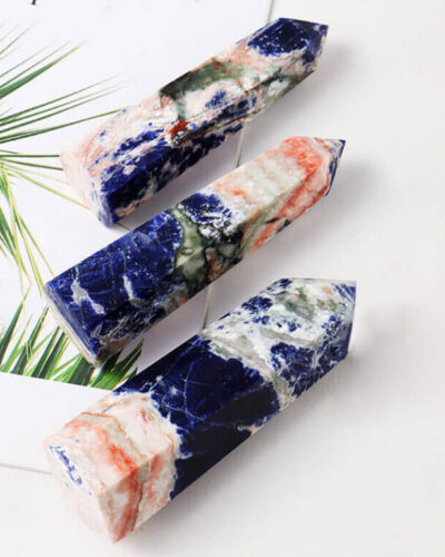 Large Pointed Natural Gemstone Blue Sodalite Tower
