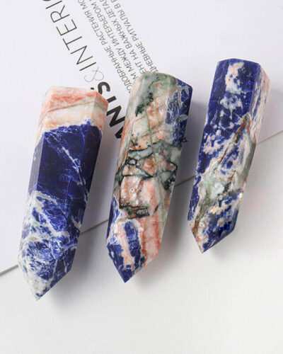 Large Pointed Natural Gemstone Blue Sodalite Tower
