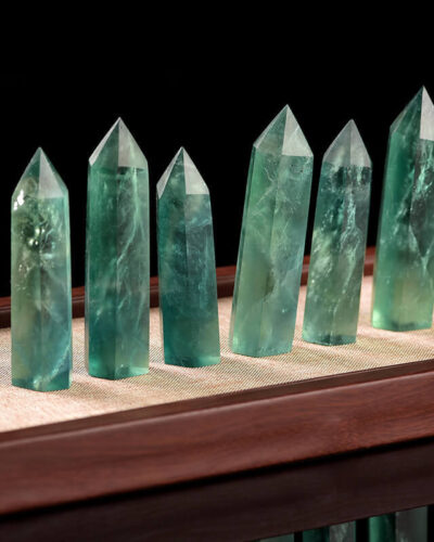 Pointed Natural Green Fluorite Crystal Tower