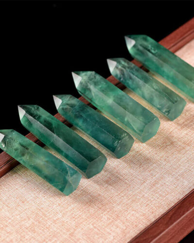 Pointed Natural Green Fluorite Crystal Tower