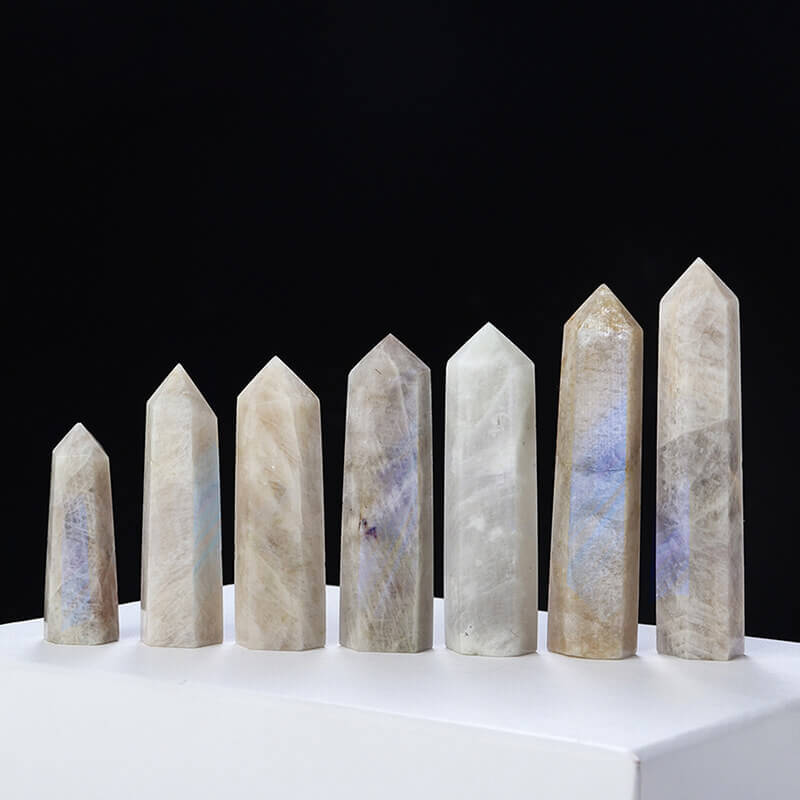 Pointed Rainbow Moonstone Tower High-Quality Bulk