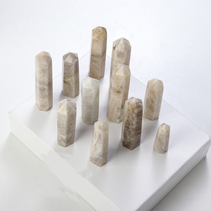 Pointed Rainbow Moonstone Tower High-Quality Bulk