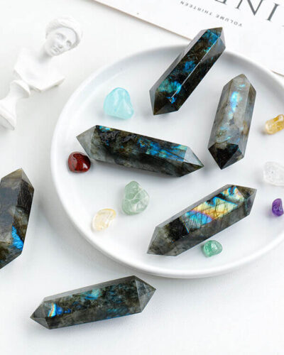 Polished Double Point Healing Labradorite Tower