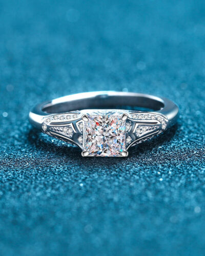 Princess Cut Moissanite Ring with 925 Sterling Silver