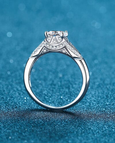 Princess Cut Moissanite Ring with 925 Sterling Silver 4