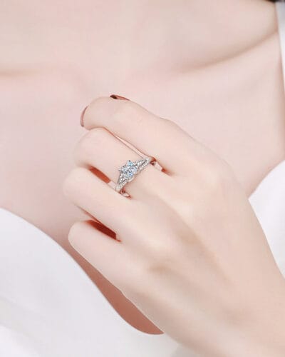 Princess Cut Moissanite Ring with 925 Sterling Silver 5