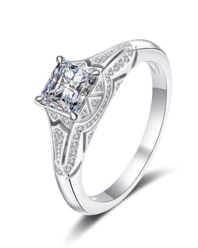 Princess Cut Moissanite Ring with 925 Sterling Silver 6