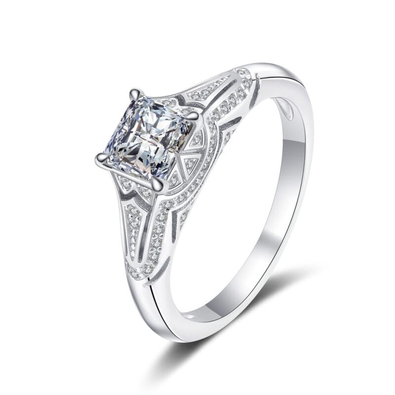 Princess Cut Moissanite Ring with 925 Sterling Silver 6