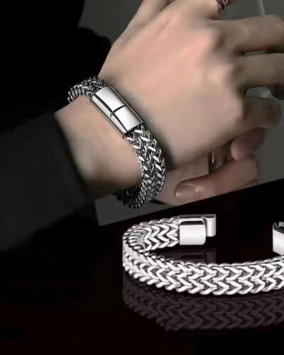 Punk Double Layer Cuban Link Stainless Steel Bracelet Wholesale (4)