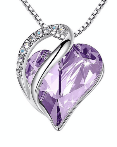 Colorful Heart Rhinestone Pendant Necklace Alloy Chain