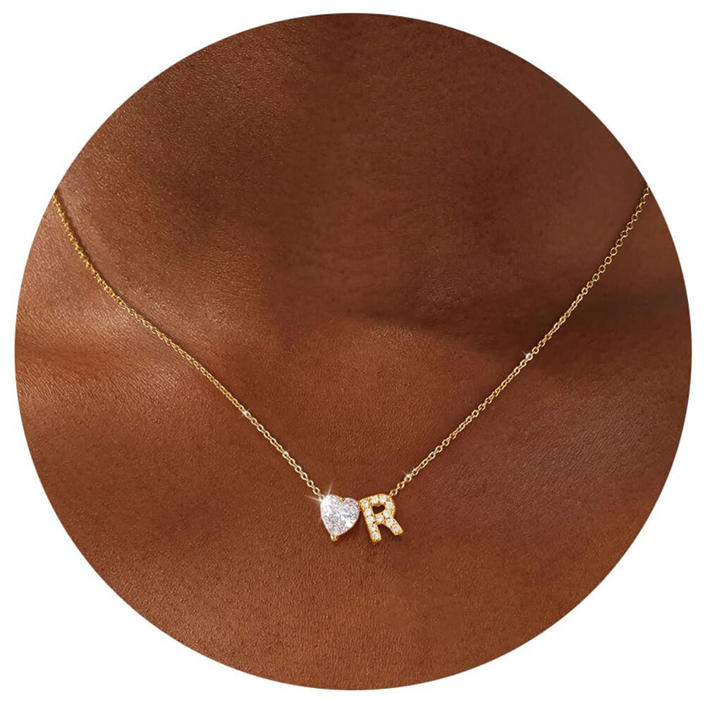 18K Gold Plated Initial Letter A-Z Pendant Necklace Heart Bulk - Image 9