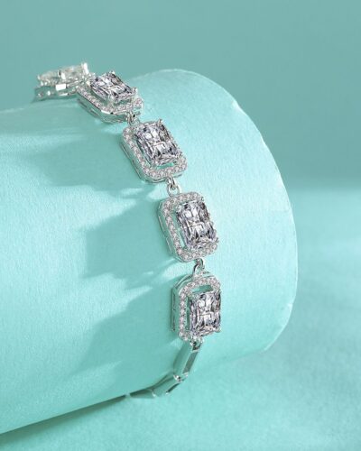 Radiant Cut Moissanite Bracelet with 925 Sterling Silver