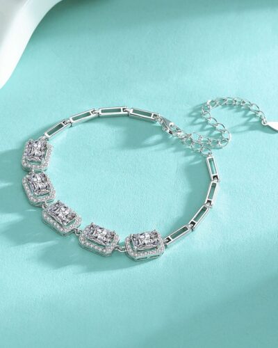 Radiant Cut Moissanite Bracelet with 925 Sterling Silver