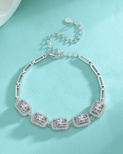 Radiant Cut Moissanite Bracelet with 925 Sterling Silver