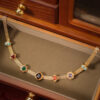 Rainbow Gemstones Vintage Gold Plated Necklace SHOW