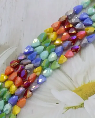 Rainbow Triangle Gemstone Beads for DIY Jewelry Making Bulk SHOW