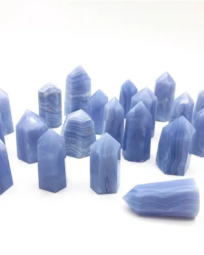 Raw 6-Faceted Blue Lace Agate Tower Wholesale