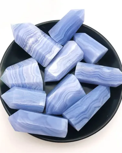 Raw 6-Faceted Blue Lace Agate Tower Wholesale